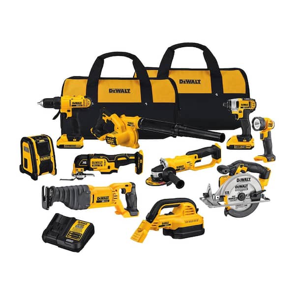 20V MAX Lithium-Ion Cordless 10 Tool Combo Kit, ATOMIC 20V MAX Brushless 1/2 in. Impact Wrench, and (2) 2Ah Batteries