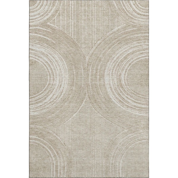 Mayfield Premium Machine Washable Abstract AMF2380 Beige 10 ft. x 14 ft. Area Rug
