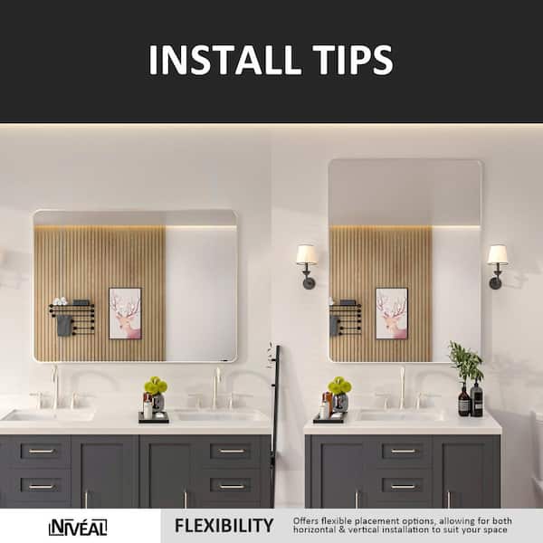 24 in. W x 36 in. H Rectangular Framed Wall Bathroom Vanity Mirror in Brushed Nickel 24 in. W x 36 in. H Rectangular Framed Wall Bathroom Vanity Mirror in Brushed Nickel