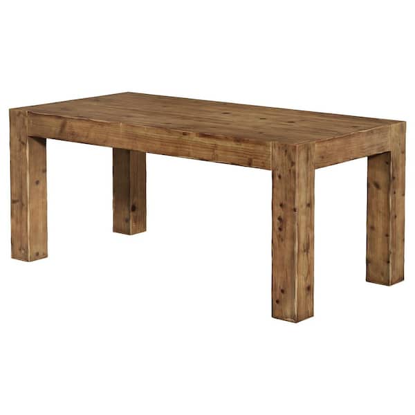 Rustic Brown Solid Wood 63 in. 4 Legs Dining Table Seats 4-6 People, Rectangle Farmhouse Kitchen Table Dining Room