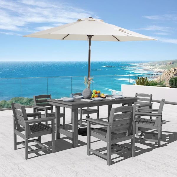 Plastic patio set with umbrella discount