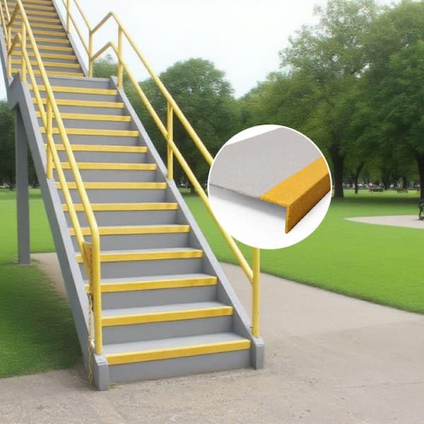12 in. x 48 in. Anti-Slip Fiberglass Stair Tread Cover For Edge Protection, Industrial/Commercial Use, High-Visibility