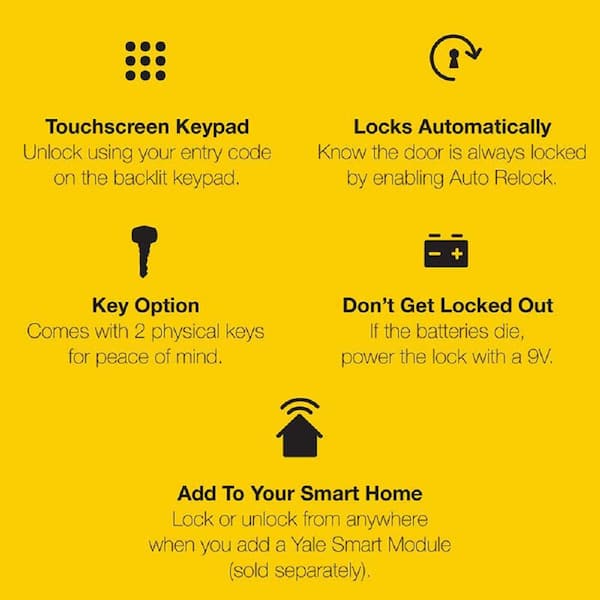 Door Lever Lock with Touchscreen Keypad; Satin Nickel