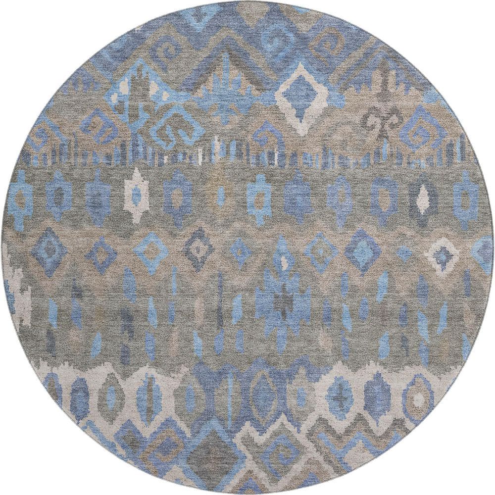 Mayfield Premium Machine Washable Abstract AMF2304 Denim 8 ft. x 8 ft. Round Rug price history on PriceWatchPro