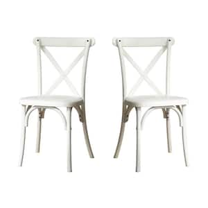 Lime White Outdoor Resin X-Back Chair Dining Chair, Retro Natural Mid Century Chair Modern Farmhouse Chair (2-Pack)