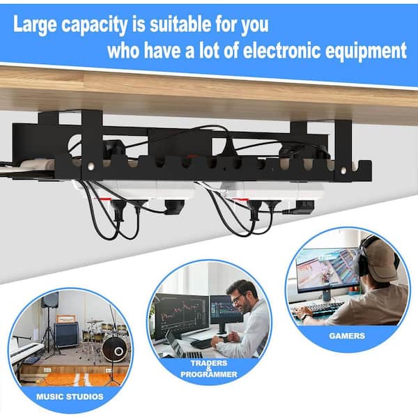Homoyoyo Cable Management Box – Sturdy ABS Socket Organizer With Lid, For Desk, Study, Living Room, Hides Power Strips & Cords