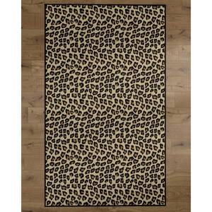 Leopard Pattern 4 ft. x 6 ft. Small Modern Animal Print Living Room Area Rug with Nonslip Backing