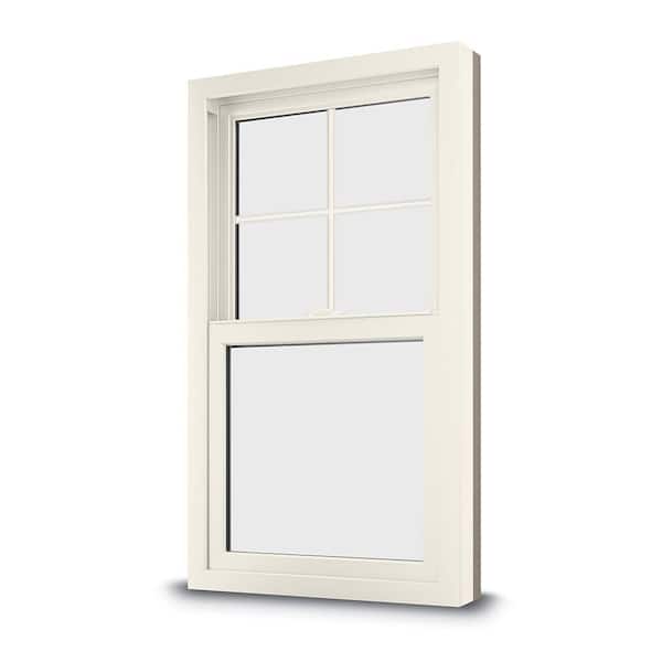 100 Series 35.5 in. x 47.5 in. Black Single-Hung Composite Window w/ White Interior and Hardware Low-E Glass and Grilles