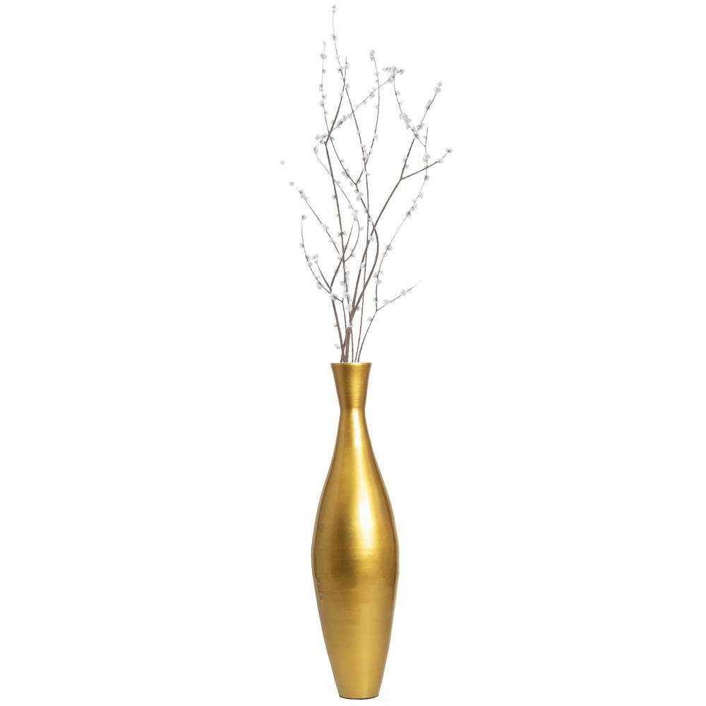 Oversized Gold Bamboo Trumpet Floor Vase - Elegant Modern Accent Piece