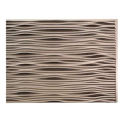 18.25 in. x 24.25 in. Brushed Nickel Waves PVC Decorative Tile Backsplash