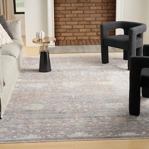 Timeless Classics Grey 9 ft. x 11 ft. Medallion Traditional Area Rug