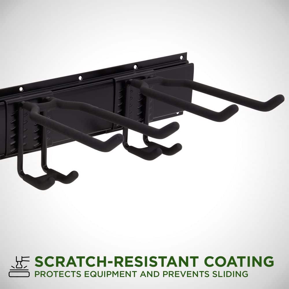 Black Metal Wall Mounted Garage Tool Storage Rack, 8 Piece