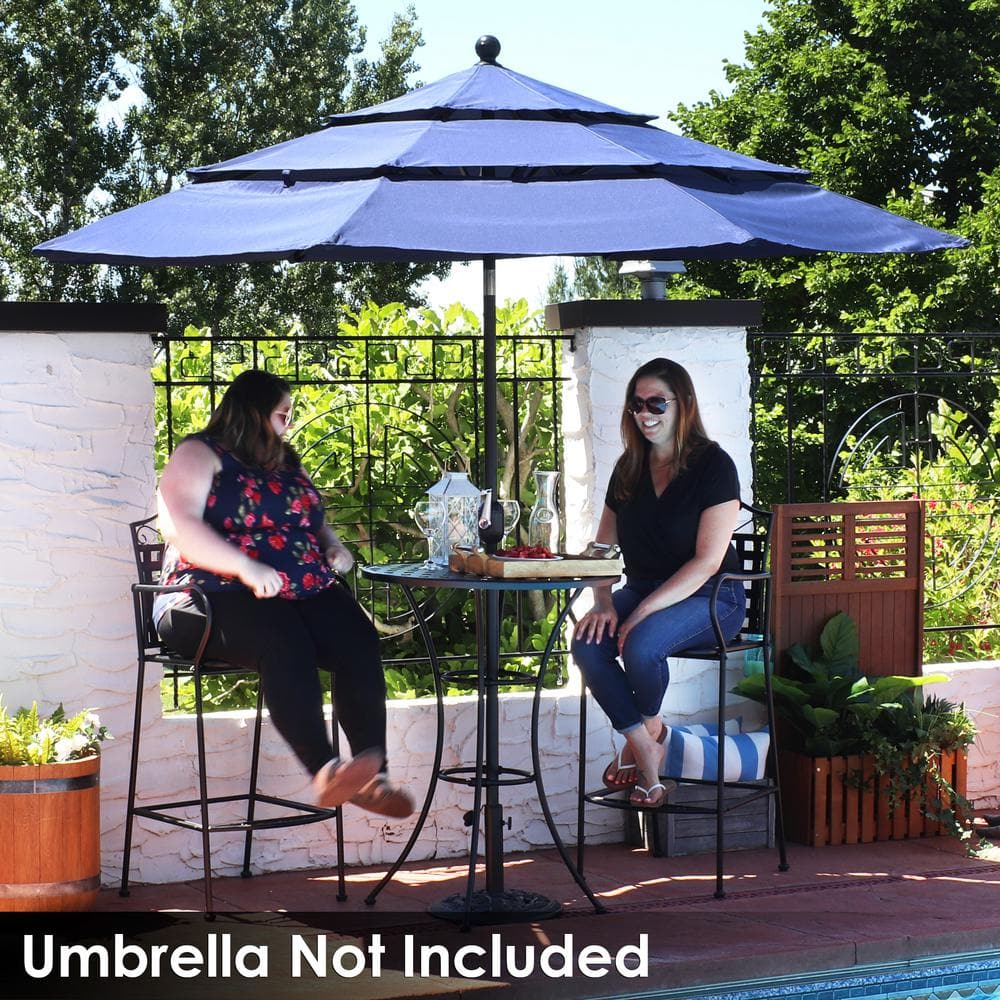 Black Wrought Iron Outdoor Bar Table and Chair Set