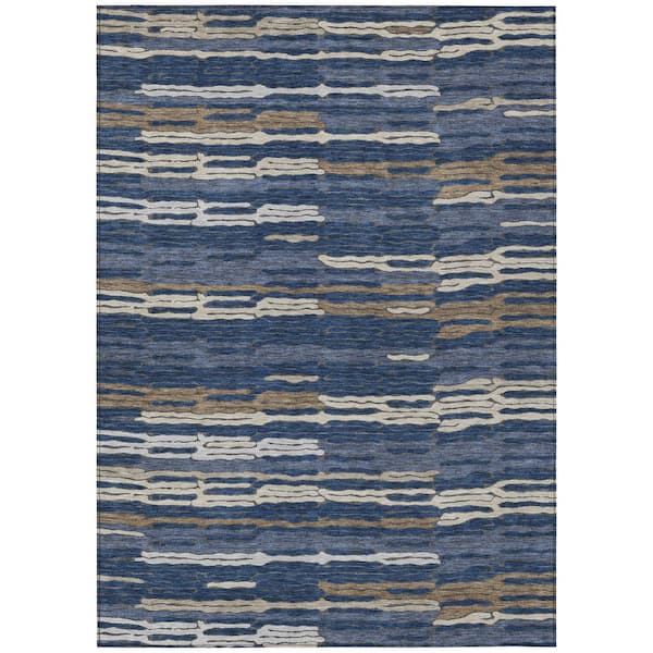 Chantille Machine Washable Indoor/Outdoor Abstract ACN3114 Navy 3 ft. x 5 ft. Area Rug