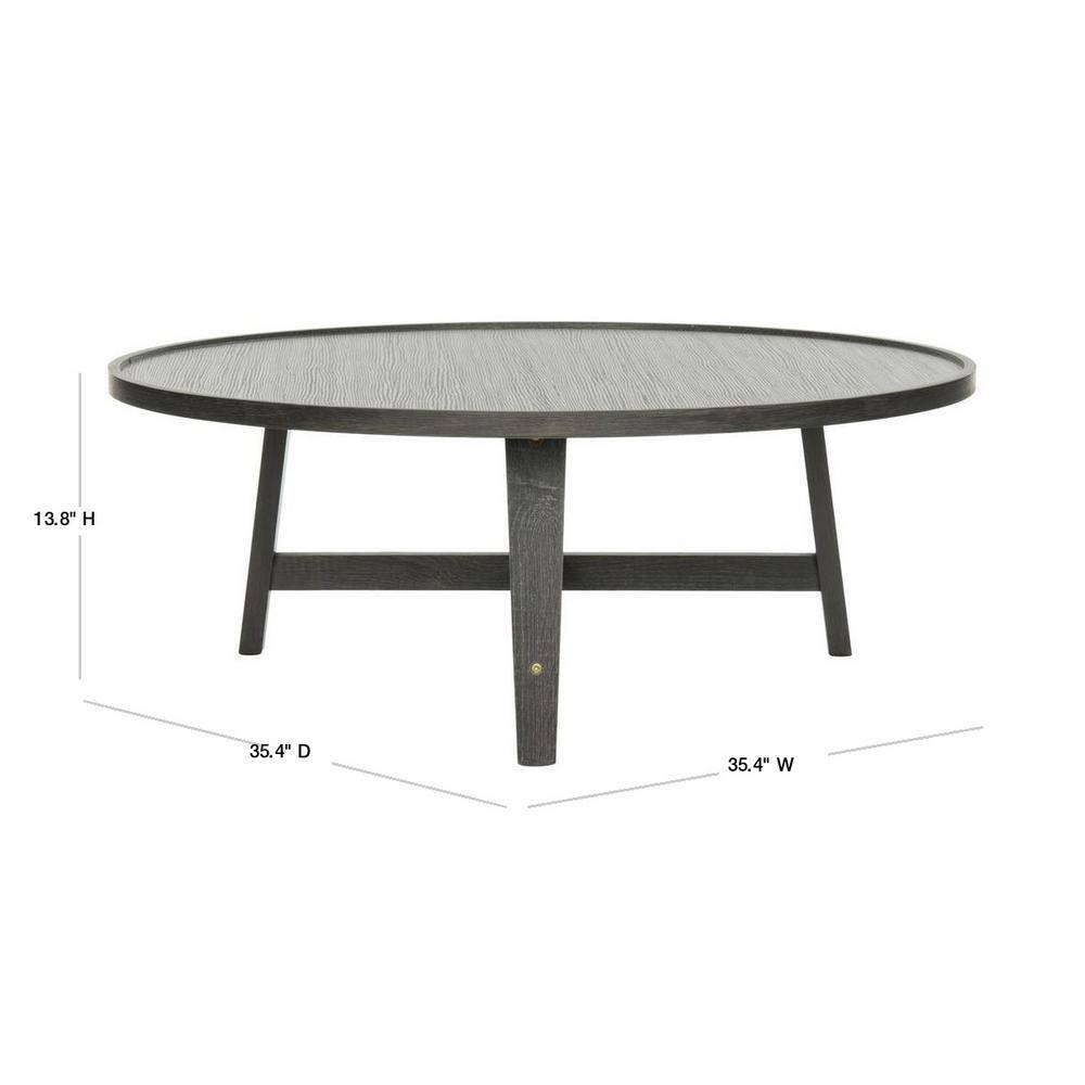 Transitional 35'' Round Wood Coffee Table in Gray/Brown