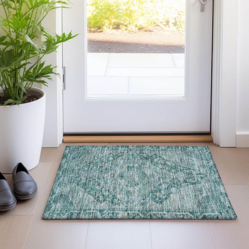 Chantille Machine Washable Indoor/Outdoor Abstract ACN1761 Teal 2 ft. x 3 ft. Accent Rug price history on PriceWatchPro