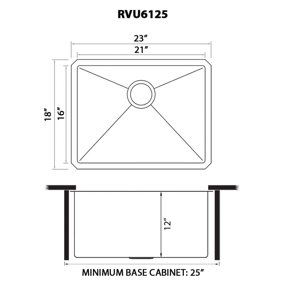 Ruvati 23" x 18" x 12" Deep Stainless Steel Undermount Utility Sink