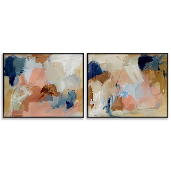 Stupell Industries Energetic Rustic Abstractions by Victoria Barnes 2-Pieces Black Framed Abstract Giclee Art Print 16 in. x 20 in.