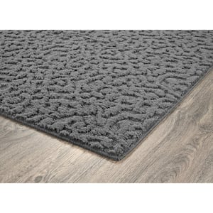 Ivy Cinder Gray 3 ft. x 5 ft. Casual Tuffted Solid Color Floral Polypropylene Area Rug