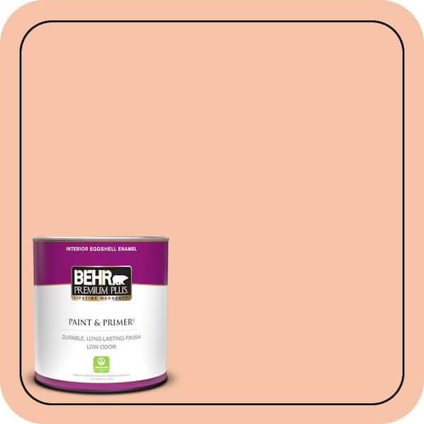 BEHR PREMIUM PLUS 1 qt. #240C-3 Peach Damask Eggshell Enamel Low Odor Interior Paint & Primer