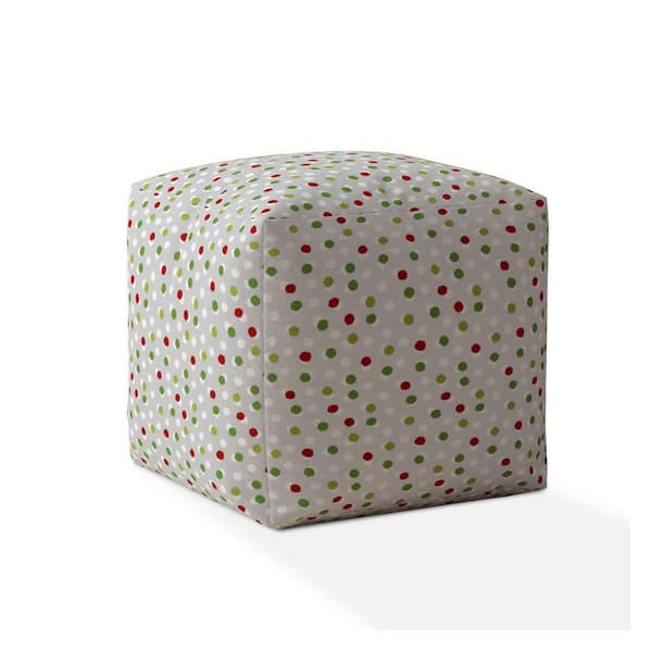 HomeRoots Green Cotton Square Pouf 17 in. x 17 in. x 17 in. Ottoman