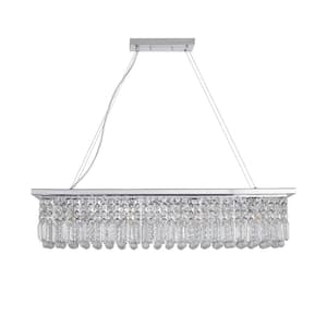 8 -Light Chrome Luxury Crystal Chandelier for Dining Room Kitchen Island Bedroom Living Room with No Bulbs Included