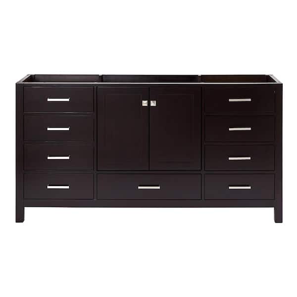 ARIEL Cambridge 66 in. W x 21.5 in. D x 34.5 in. H Freestanding Bath Vanity Cabinet without Top in Espresso