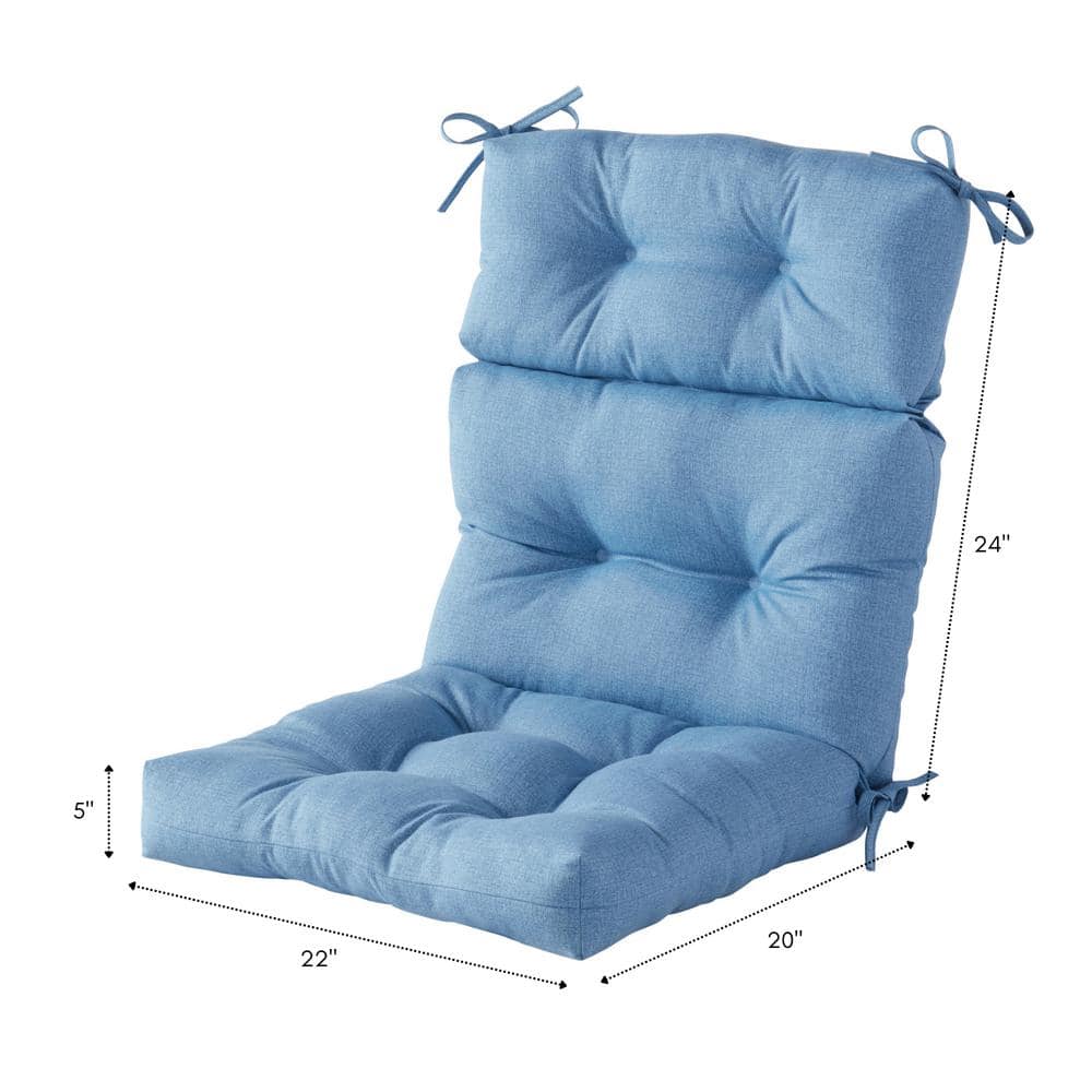 Denim Blue Polyester Outdoor High Back Chair Cushion