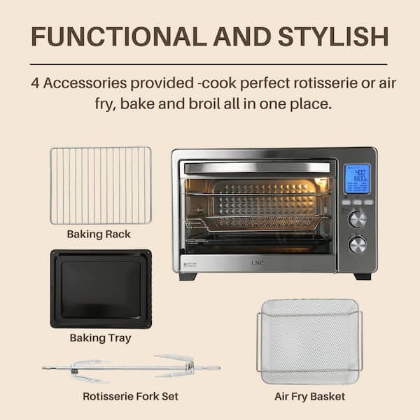  Emeril Power Grill 360, 6-in-1 Countertop Convection Toaster  Oven with Top Indoor Grill, Air Fry, Roast, Toast, Bake, Dehydrate, Glass  Lid, Stainless Steel: Home & Kitchen