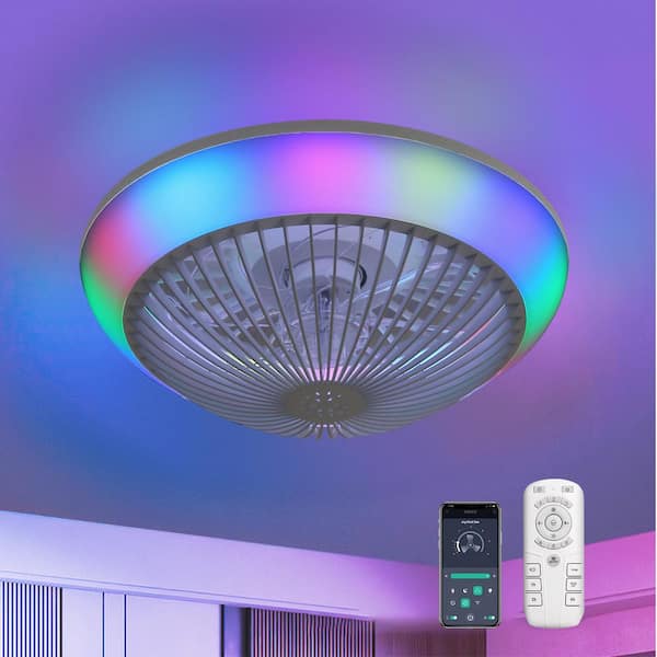 15 in. Indoor White Ceiling Fan with 6-Speed Remote Control and APP and RGB36 Colorful LED Lights