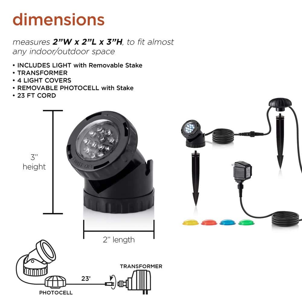 White Submersible LED Landscape Light with Photocell & Transformer