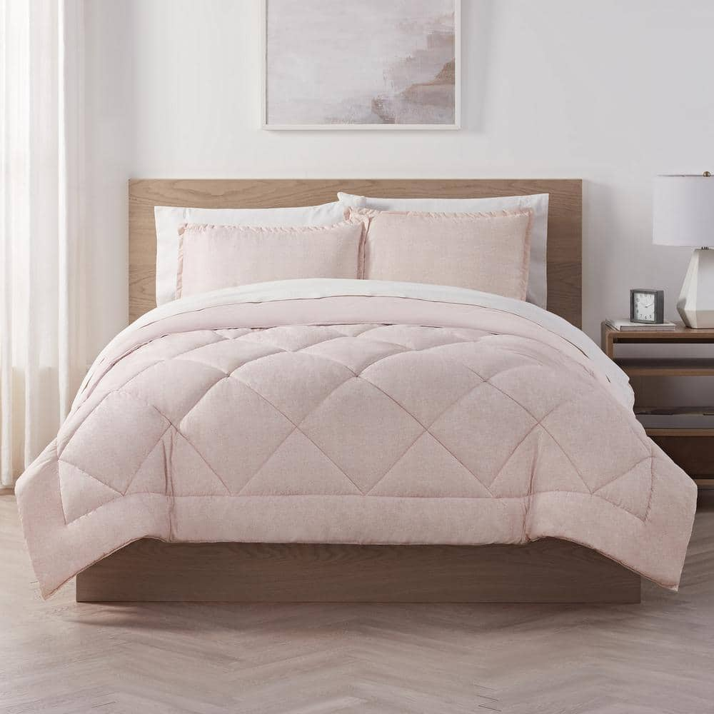 Serta Supersoft 5-Piece Dusty Pink Solid Polyester Twin/Twin XL Cooling ...