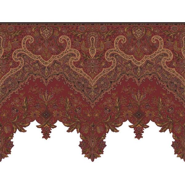 The Wallpaper Company 8 in. x 10 in. Venetian Red Paisley Border Sample-DISCONTINUED