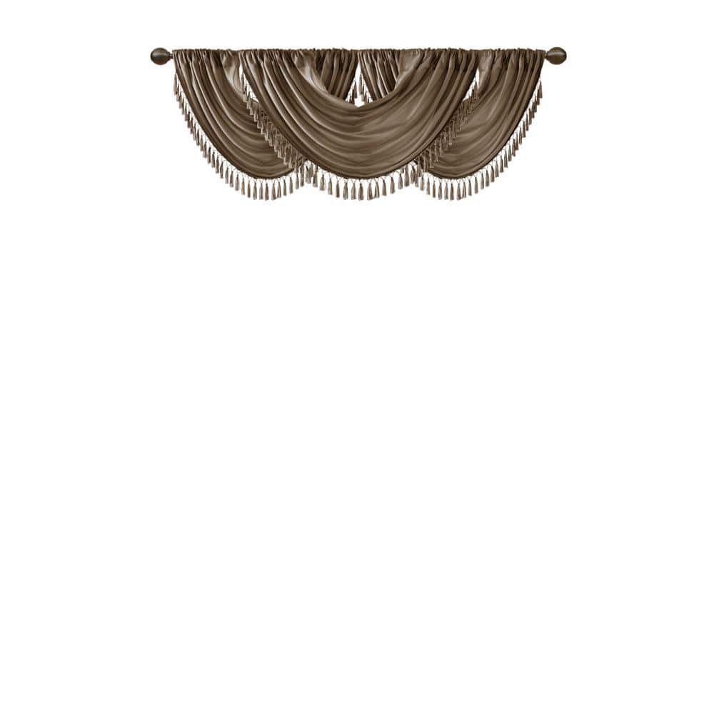 Bronze Faux Silk Waterfall Valance with Tassel Trim