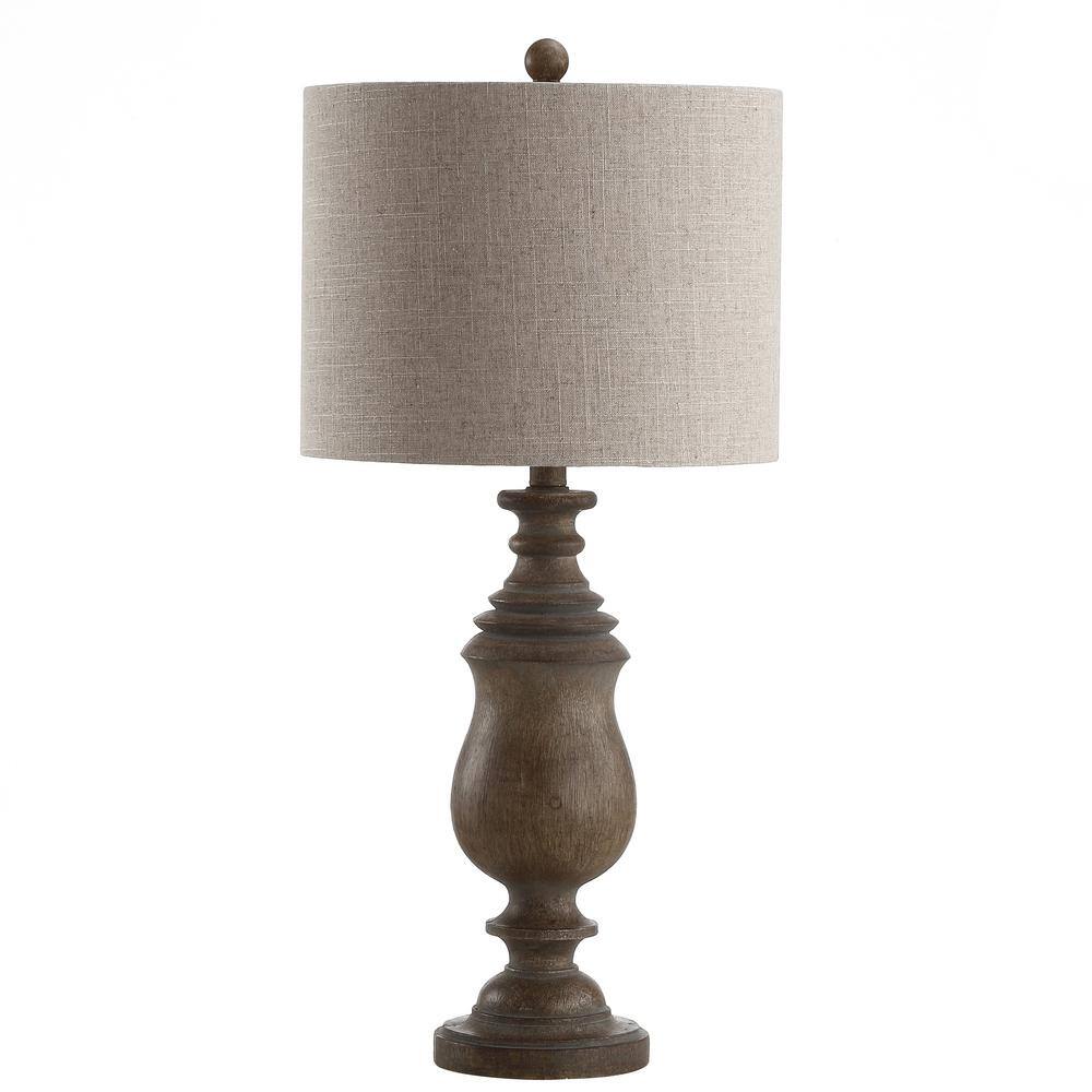 Abeline 28.5" Brown Resin LED Table Lamp with Drum Shade
