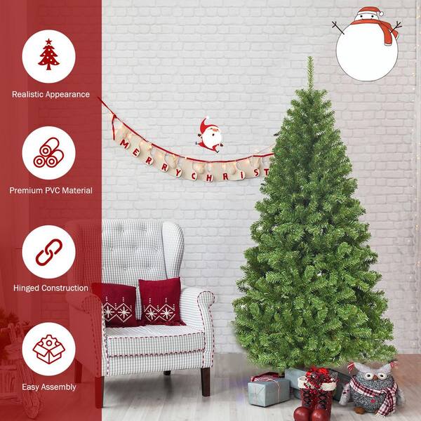 Costway 6 Ft Green Unlit Slim Fraser Fir Artificial Christmas Tree With 928 Tips Cm22732 The Home Depot