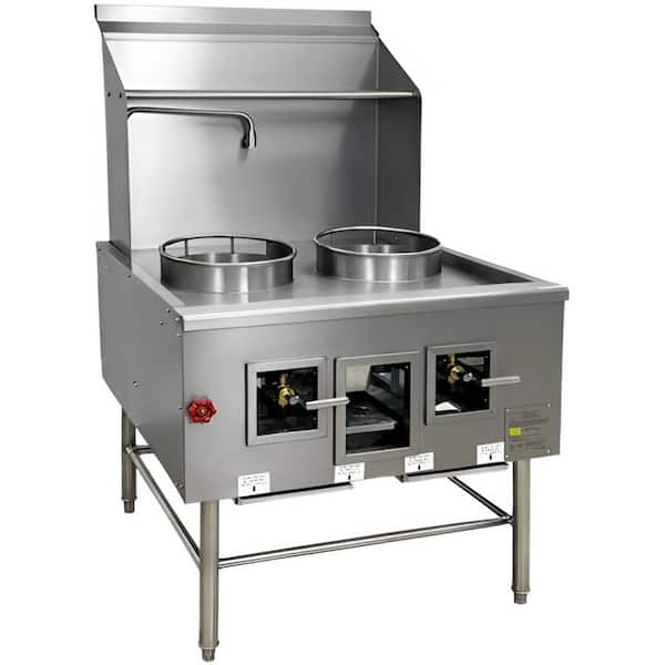 S13+13 in. 47.5 in. Commercial NSF Stainless Steel Chinese Wok Range Gas or Lp with Waterfall