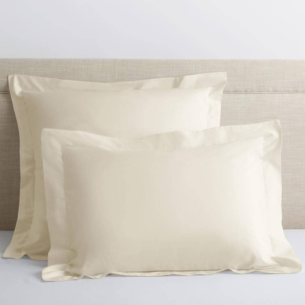 The Company Store Legends Hotel Organic Ivory Solid 300-Thread Count Cotton Percale Single Standard Sham