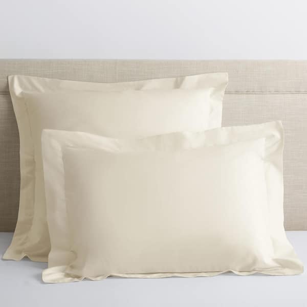 The Company Store Organic Ivory Solid 300-Thread Count Cotton Percale Standard Sham