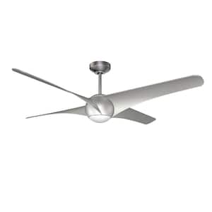 JUNO 54 in. Integrated LED Indoor Nickel Ceiling Fan with White Polycarbonate (PC) Plastic Shade