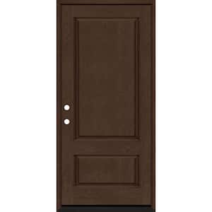 Regency 36 in. x 80 in. 2-Panel 3/4-Squaretop RHIS Hickory-Stained Fiberglass Prehung Front Door