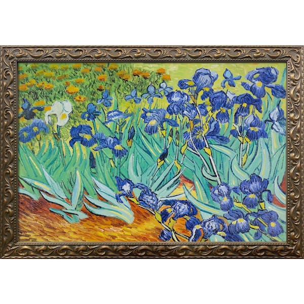 LA PASTICHE Irises Vincent Van Gogh Elegant Gold Framed Abstract Oil Painting Art Print 29.5 in. x 41.5 in.