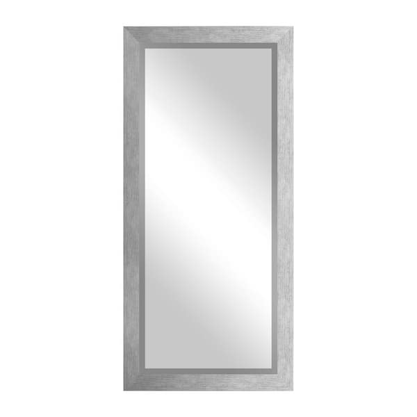 Rayne Mirrors Large Beveled (65.5 in. W x 32 in. H) Brushed Silver Rectangle Mirror