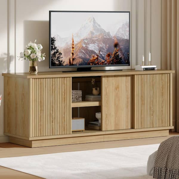 Bestier 65 in. Modern Natural Oak TV Stand Fits TVs up to 70 in