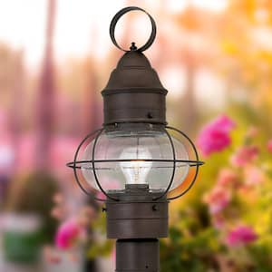 Nantucket 1-Light Rustique Steel Line Voltage Outdoor Weather Resistant Post Light with No Bulb Included