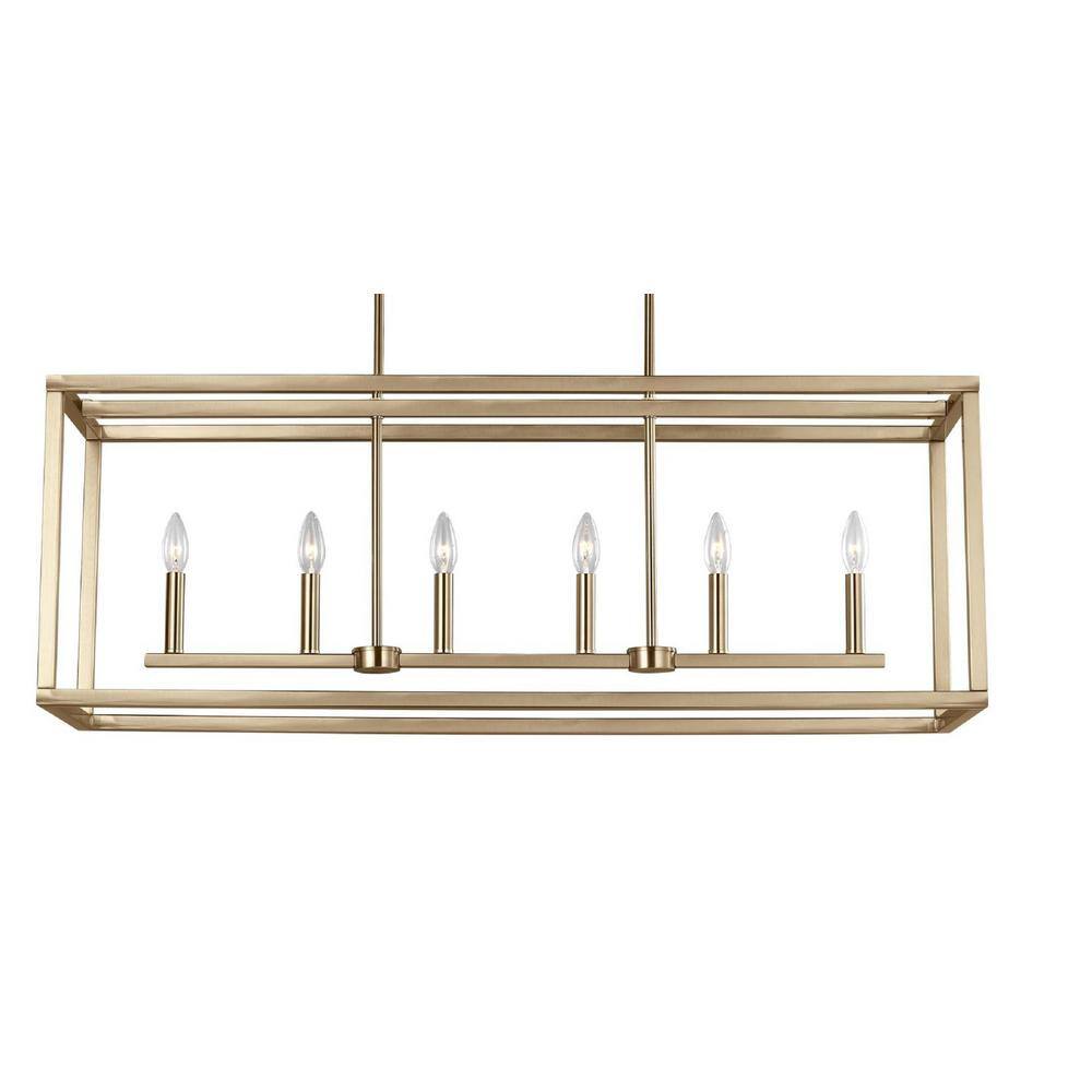 Satin Brass 6-Light Urban Rustic Island Pendant