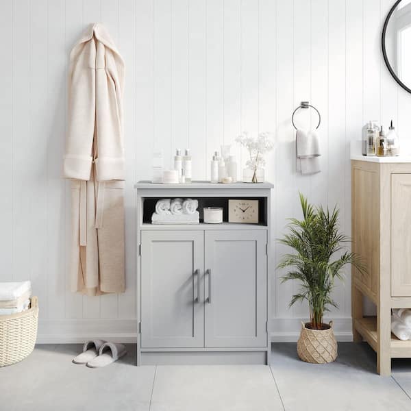 Carnegy Avenue Vega 24 in. W x 12 in. D x 32 in. H Engineered Wood Linen Freestanding Linen Cabinet in Gray