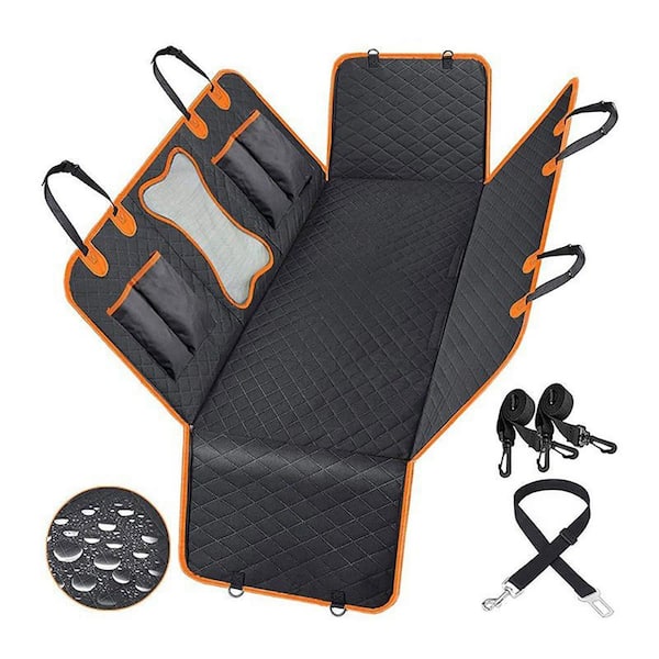 Shatex Waterproof Dog Pet Car Seat Cover with Mesh Window for Cars Trucks and SUVs, Orange Edge