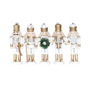 5 in. White and Gold Nutcracker (Set of 5)