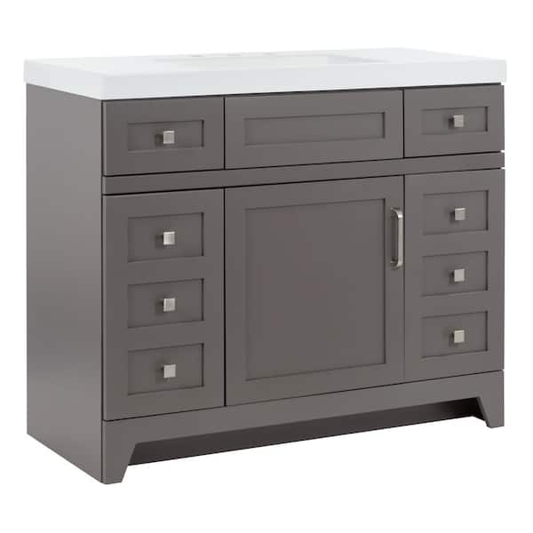 Rosedale 42 in. W x 19 in. D Bath Vanity in Taupe Gray with Cultured Marble Vanity Top in White with White Sink
